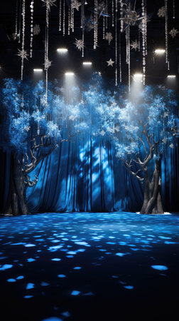 Christmas installation photo zone magical stage lights decoration Festive illumination fabulous enchantingの素材