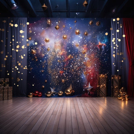 Christmas installation photo zone magical stage lights decoration Festive illumination fabulous enchantingの素材