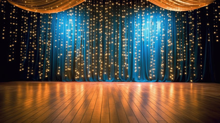 Christmas installation photo zone magical stage lights decoration Festive illumination fabulous enchantingの素材