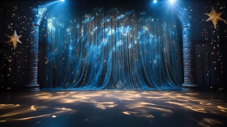 Christmas installation photo zone magical stage lights decoration Festive illumination fabulous enchantingの素材