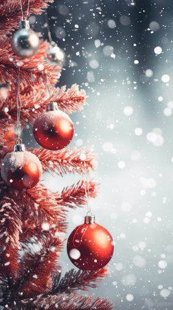 Sparkling Christmas Ornaments Decoration Defocused Background background Winter xmas holiday theme bannerの素材