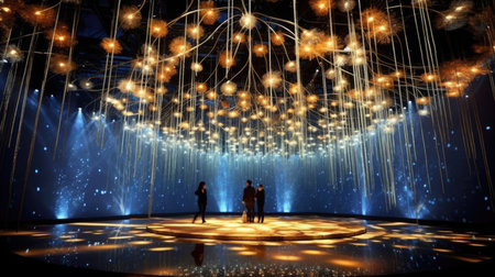 Christmas installation photo zone magical stage lights decoration Festive illumination fabulous enchantingの素材