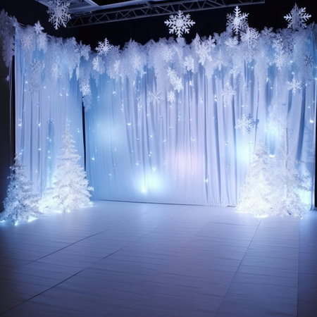 Christmas installation photo zone magical stage lights decoration Festive illumination fabulous enchantingの素材