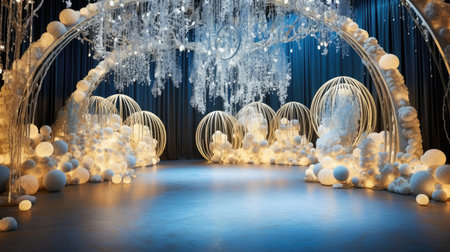 Christmas installation photo zone magical stage lights decoration Festive illumination fabulous enchantingの素材