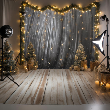Christmas installation photo zone magical stage lights decoration Festive illumination fabulous enchantingの素材