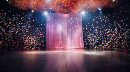 Christmas installation photo zone magical stage lights decoration Festive illumination fabulous enchantingの素材