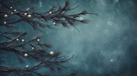 Christmas holiday background christmas tree branch text copy space frame text Retro style Old fashionedの素材