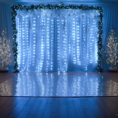 Christmas installation photo zone magical stage lights decoration Festive illumination fabulous enchantingの素材