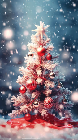 Sparkling Christmas Ornaments Decoration Defocused Background background Winter xmas holiday theme bannerの素材