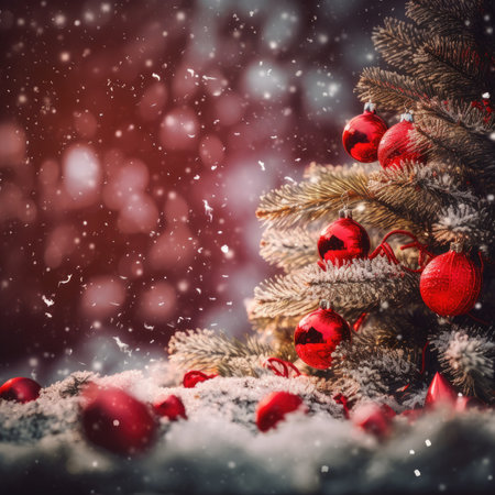 Sparkling Christmas Ornaments Decoration Defocused Background background Winter xmas holiday theme bannerの素材
