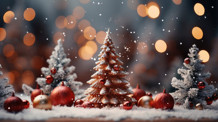 Sparkling Christmas Ornaments Decoration Defocused Background background Winter xmas holiday theme bannerの素材
