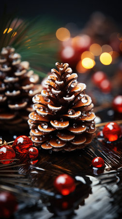 Sparkling Christmas Ornaments Decoration Defocused Background background Winter xmas holiday theme bannerの素材