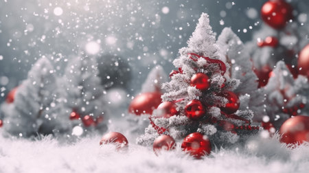 Sparkling Christmas Ornaments Decoration Defocused Background background Winter xmas holiday theme bannerの素材