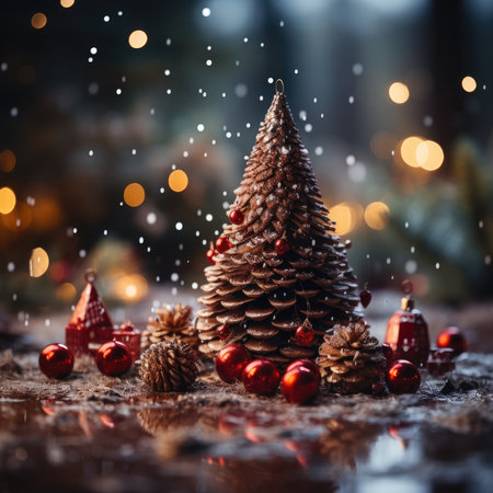 Sparkling Christmas Ornaments Decoration Defocused Background background Winter xmas holiday theme bannerの素材