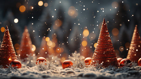 Sparkling Christmas Ornaments Decoration Defocused Background background Winter xmas holiday theme bannerの素材