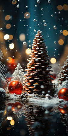 Sparkling Christmas Ornaments Decoration Defocused Background background Winter xmas holiday theme bannerの素材