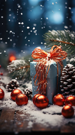 Sparkling Christmas Ornaments Decoration Defocused Background background Winter xmas holiday theme bannerの素材
