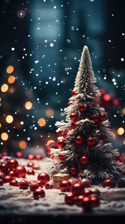 Sparkling Christmas Ornaments Decoration Defocused Background background Winter xmas holiday theme bannerの素材
