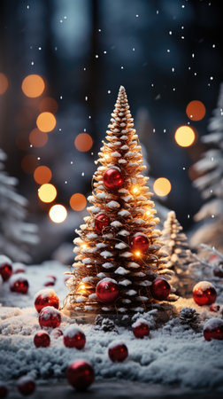 Sparkling Christmas Ornaments Decoration Defocused Background background Winter xmas holiday theme bannerの素材