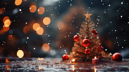 Sparkling Christmas Ornaments Decoration Defocused Background background Winter xmas holiday theme bannerの素材