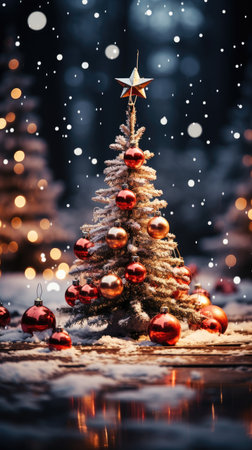 Sparkling Christmas Ornaments Decoration Defocused Background background Winter xmas holiday theme bannerの素材
