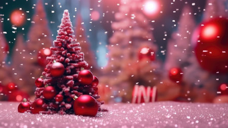 Sparkling Christmas Ornaments Decoration Defocused Background background Winter xmas holiday theme bannerの素材
