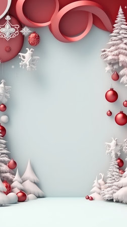 3D Christmas Tree and Ornaments background products minimal podium pastel color Christmas decorationの素材