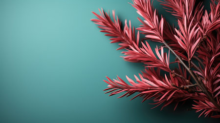 spruce branches pine cones concept Christmas tree decoration Promotion poster sale discount clipart red backgroundの素材