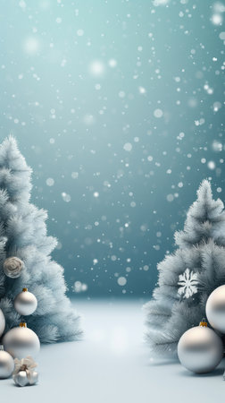 3D Christmas Tree and Ornaments background products minimal podium pastel color Christmas decorationの素材