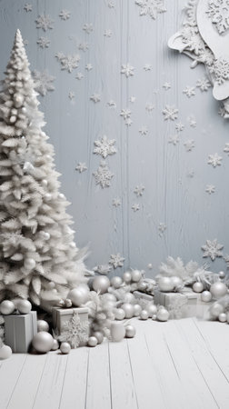 3D Christmas Tree and Ornaments background products minimal podium pastel color Christmas decorationの素材