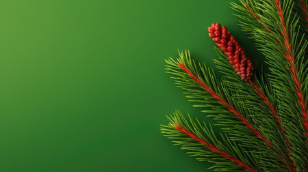 spruce branches pine cones concept Christmas tree decoration Promotion poster sale discount clipart red backgroundの素材