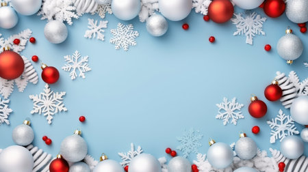 Christmas background baubles gifts decoration Template holiday commercial promotion post banner decorationsの素材