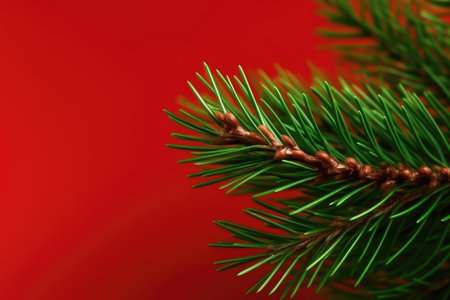 spruce branches pine cones concept Christmas tree decoration Promotion poster sale discount clipart red backgroundの素材