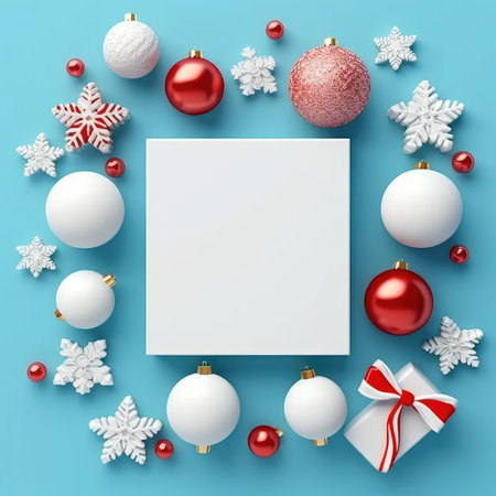 Christmas background baubles gifts decoration Template holiday commercial promotion post banner decorationsの素材