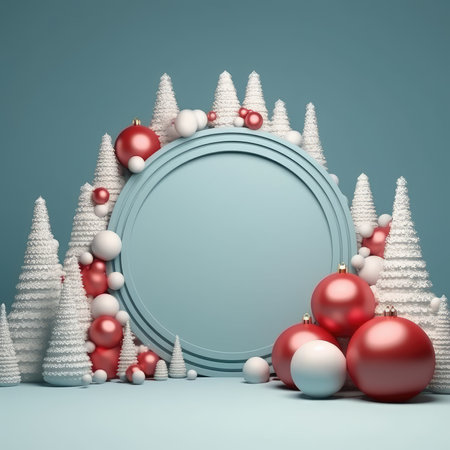 3D Christmas Tree and Ornaments background products minimal podium pastel color Christmas decorationの素材