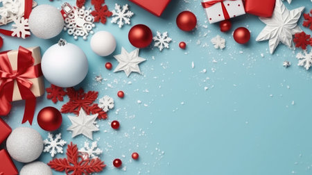 Christmas background baubles gifts decoration Template holiday commercial promotion post banner decorationsの素材