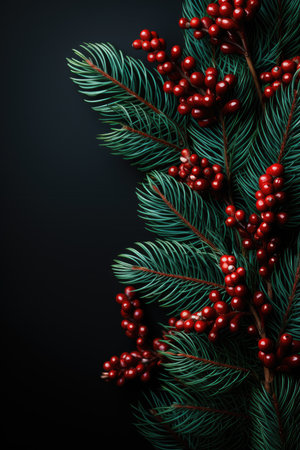 spruce branches pine cones concept Christmas tree decoration Promotion poster sale discount clipart red backgroundの素材