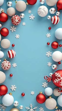 Christmas background baubles gifts decoration Template holiday commercial promotion post banner decorationsの素材