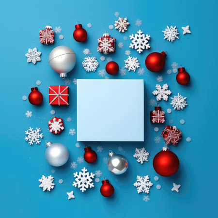 Christmas background baubles gifts decoration Template holiday commercial promotion post banner decorationsの素材