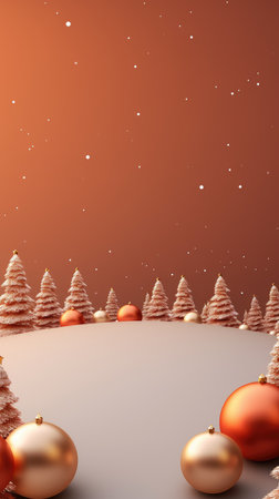 3D Christmas Tree and Ornaments background products minimal podium pastel color Christmas decorationの素材