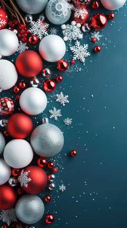 Christmas background baubles gifts decoration Template holiday commercial promotion post banner decorationsの素材
