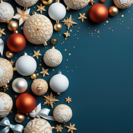 Christmas background baubles gifts decoration Template holiday commercial promotion post banner decorationsの素材