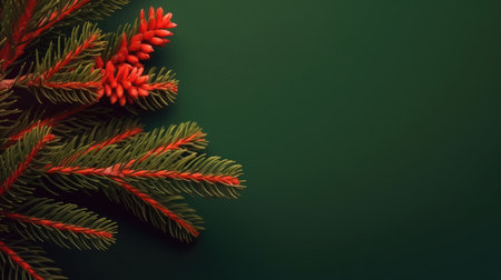 spruce branches pine cones concept Christmas tree decoration Promotion poster sale discount clipart red backgroundの素材