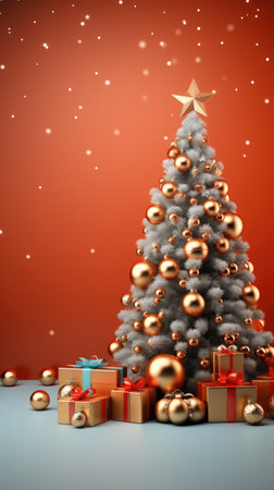 3D Christmas Tree and Ornaments background products minimal podium pastel color Christmas decorationの素材