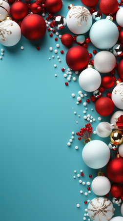Christmas background baubles gifts decoration Template holiday commercial promotion post banner decorationsの素材