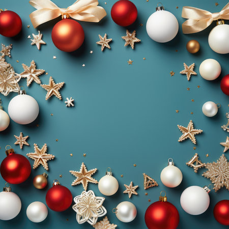 Christmas background baubles gifts decoration Template holiday commercial promotion post banner decorationsの素材