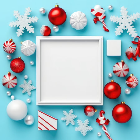 Christmas background baubles gifts decoration Template holiday commercial promotion post banner decorationsの素材