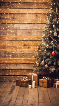 Beautiful photo zone with professional equipment and decorated Christmas tree fabulous feelingの素材