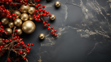 Christmas background fir twigs red berries cones Xmas lights abstract text space gifts texture shine clipartの素材
