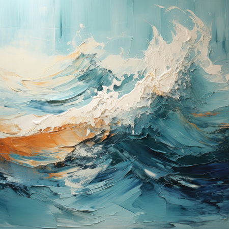 Abstract oil paint brush strokes background colors stain dye ink painting waves sea ocean canvas wall artの素材